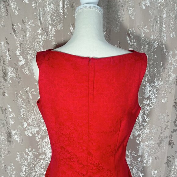 Vintage 90s Espirit Red Floral Print Mini Cocktail Dress Women's Size 13/14 - Picture 5 of 9